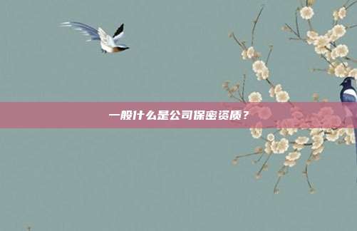 一般什么是公司保密资质?