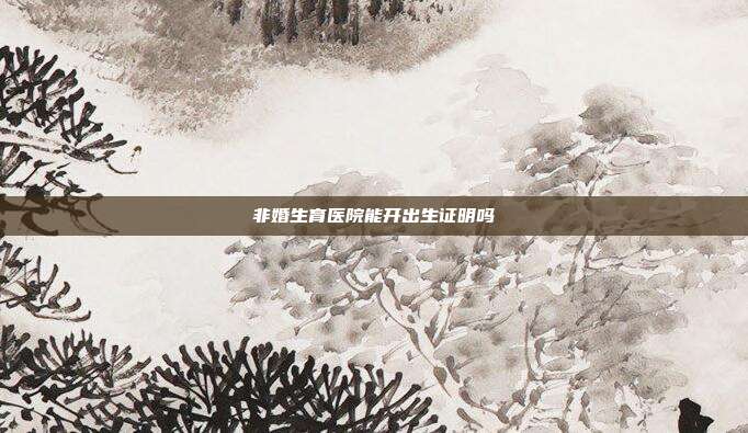非婚生育医院能开出生证明吗