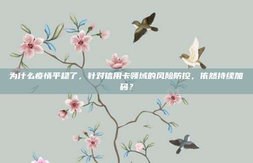 为什么疫情平稳了,针对信用卡领域的风险防控,依然持续加码?