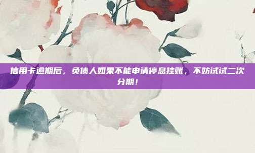 信用卡逾期后,负债人如果不能申请停息挂账,不妨试试二次分期!