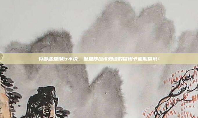 有哪些是银行不说,但是你应该知道的信用卡逾期常识!