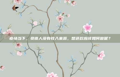疫情当下,负债人没有收入来源,想还款应该如何做呢?