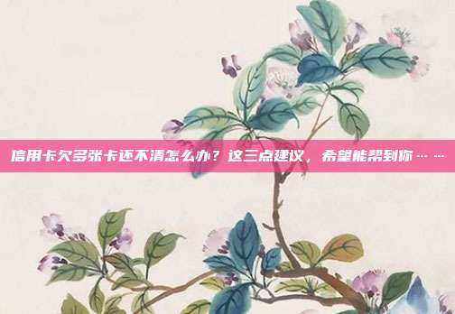 信用卡欠多张卡还不清怎么办？这三点建议，希望能帮到你……