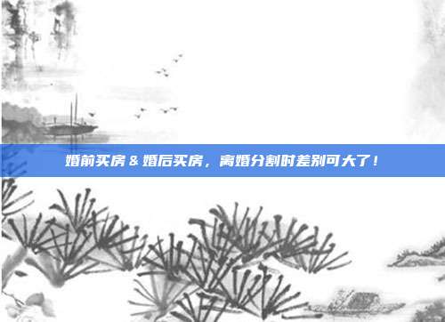 婚前买房&婚后买房,离婚分割时差别可大了!