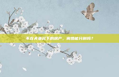 不在夫妻名下的房产,离婚能分割吗?
