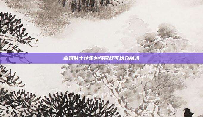 离婚时土地承包经营权可以分割吗