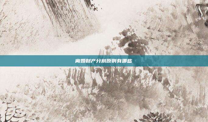 离婚财产分割原则有哪些