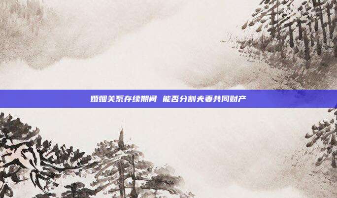 婚姻关系存续期间 能否分割夫妻共同财产