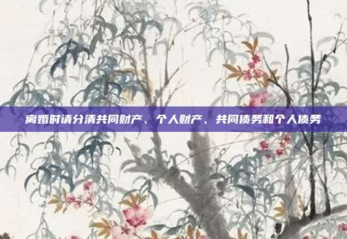 离婚时请分清共同财产、个人财产、共同债务和个人债务