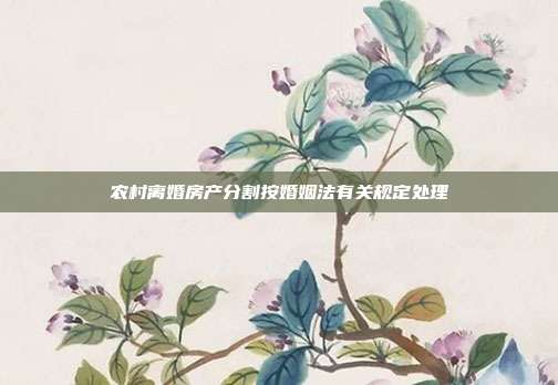 农村离婚房产分割按婚姻法有关规定处理