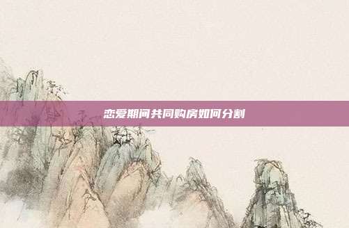 恋爱期间共同购房如何分割