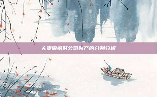 夫妻离婚时公司财产的分割分析