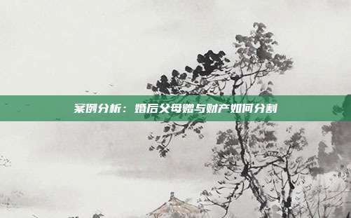 案例分析:婚后父母赠与财产如何分割