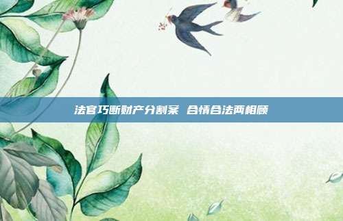 法官巧断财产分割案 合情合法两相顾