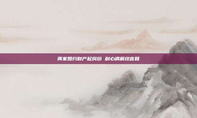 两家婚约财产起纠纷 耐心调解终言和