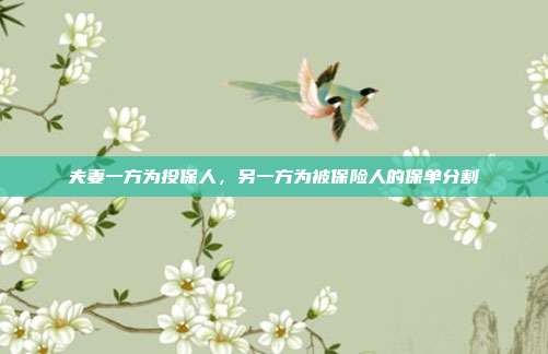 夫妻一方为投保人,另一方为被保险人的保单分割