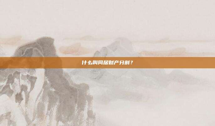 什么叫同居财产分割?