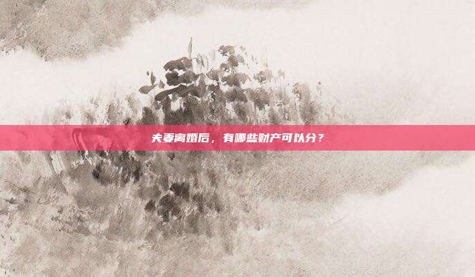 夫妻离婚后,有哪些财产可以分?