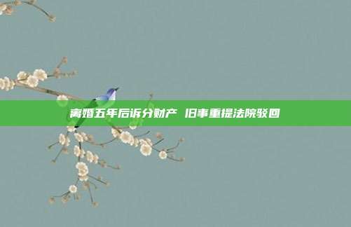 离婚五年后诉分财产 旧事重提法院驳回