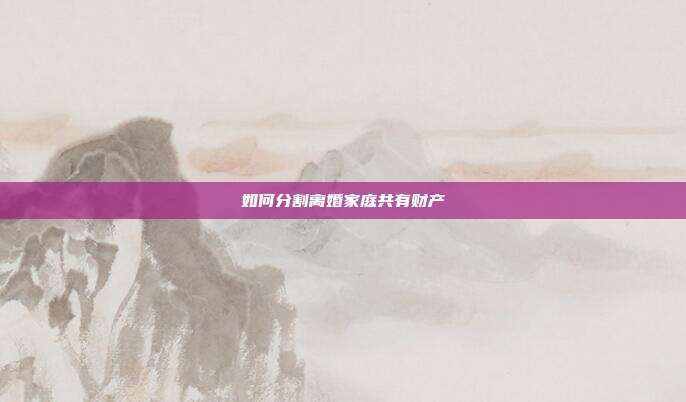如何分割离婚家庭共有财产