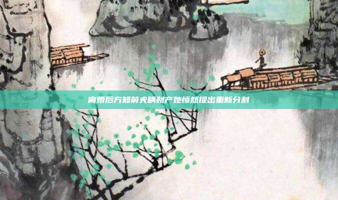 离婚后方知前夫瞒财产她愤然提出重新分割