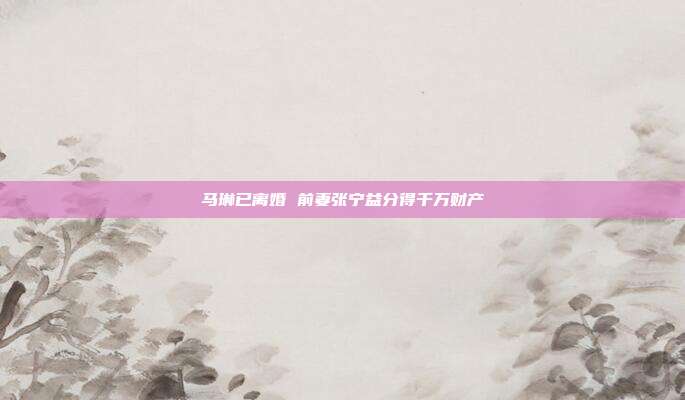 马琳已离婚 前妻张宁益分得千万财产