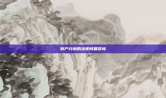 财产分割的法律问题咨询