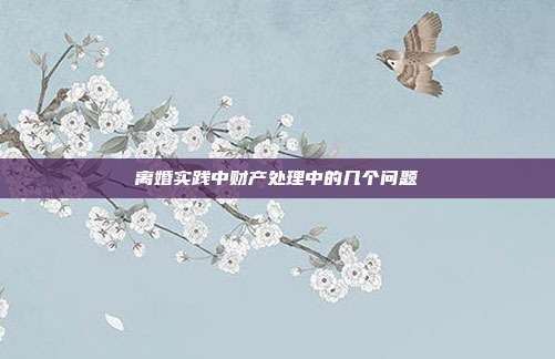 离婚实践中财产处理中的几个问题
