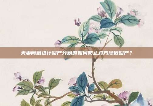 夫妻离婚进行财产分割时如何防止对方隐匿财产?