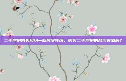 二手期房购买纠纷--期房限转后，购买二手期房的合同有效吗？
