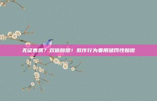 无证售房？双倍赔偿！欺诈行为要用惩罚性赔偿