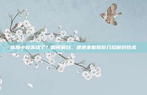 信用卡被冻结了?如何解封,速速来看教你几招解封技术