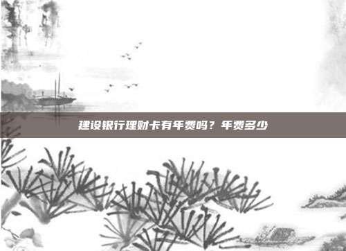 建设银行理财卡有年费吗?年费多少
