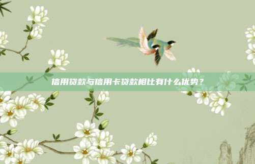 信用贷款与信用卡贷款相比有什么优势?