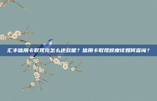 汇丰信用卡取现完怎么还款呢?信用卡取现额度该如何查询?