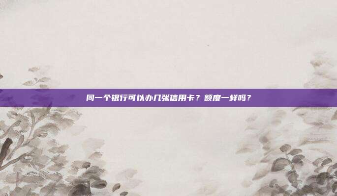 同一个银行可以办几张信用卡?额度一样吗?
