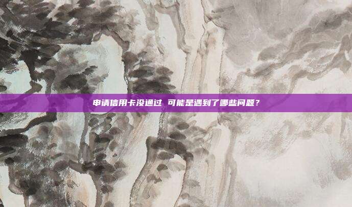 申请信用卡没通过 可能是遇到了哪些问题?