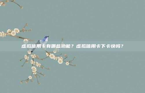 虚拟信用卡有哪些功能?虚拟信用卡下卡快吗?