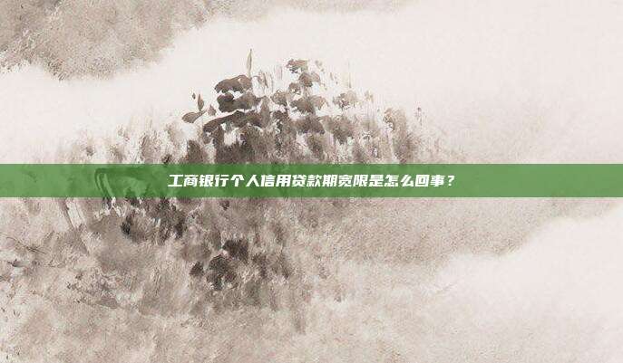 工商银行个人信用贷款期宽限是怎么回事?