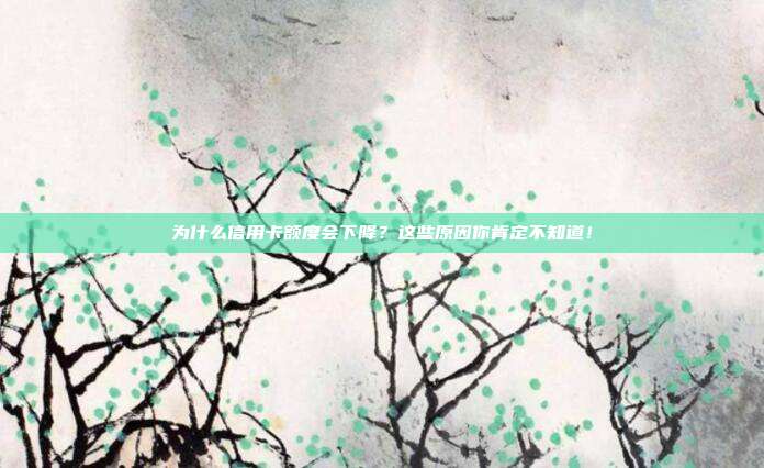 为什么信用卡额度会下降?这些原因你肯定不知道!