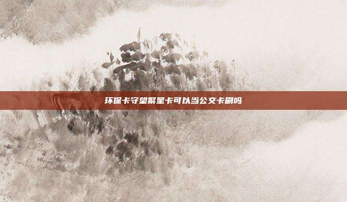环保卡守望繁星卡可以当公交卡刷吗
