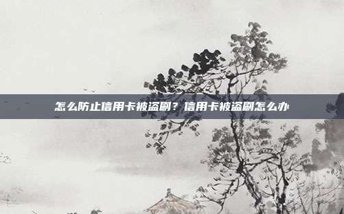 怎么防止信用卡被盗刷?信用卡被盗刷怎么办