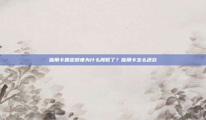 信用卡固定额度为什么降低了？信用卡怎么还款