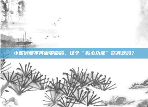 小额消费不再需要密码,这个“贴心功能”你喜欢吗?