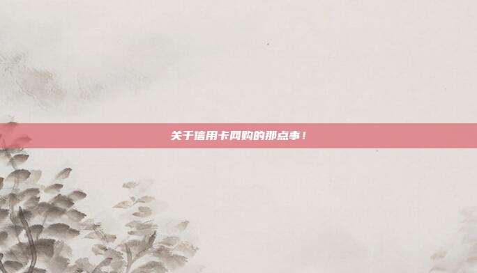 关于信用卡网购的那点事！