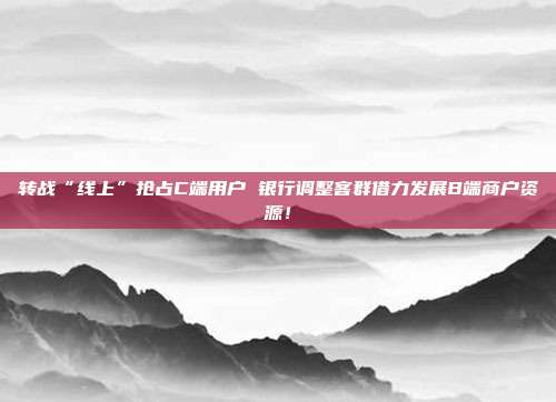 转战“线上”抢占C端用户 银行调整客群借力发展B端商户资源!