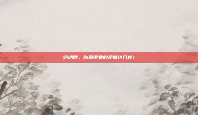 逾期后，你最需要的是做这几样！