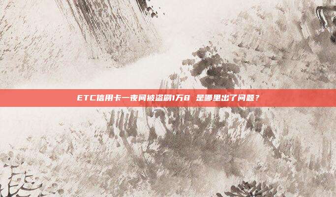 ETC信用卡一夜间被盗刷1万8 是哪里出了问题？