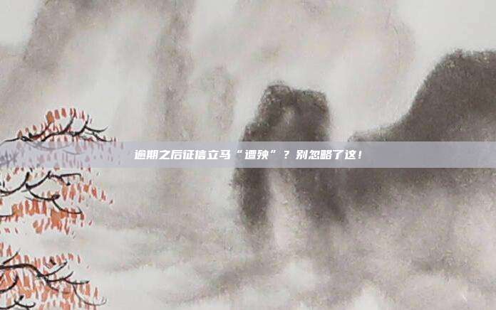 逾期之后征信立马“遭殃”？别忽略了这！