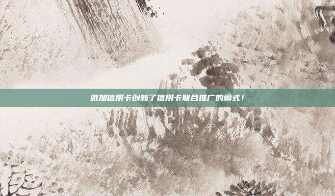 微加信用卡创新了信用卡联合推广的模式！
